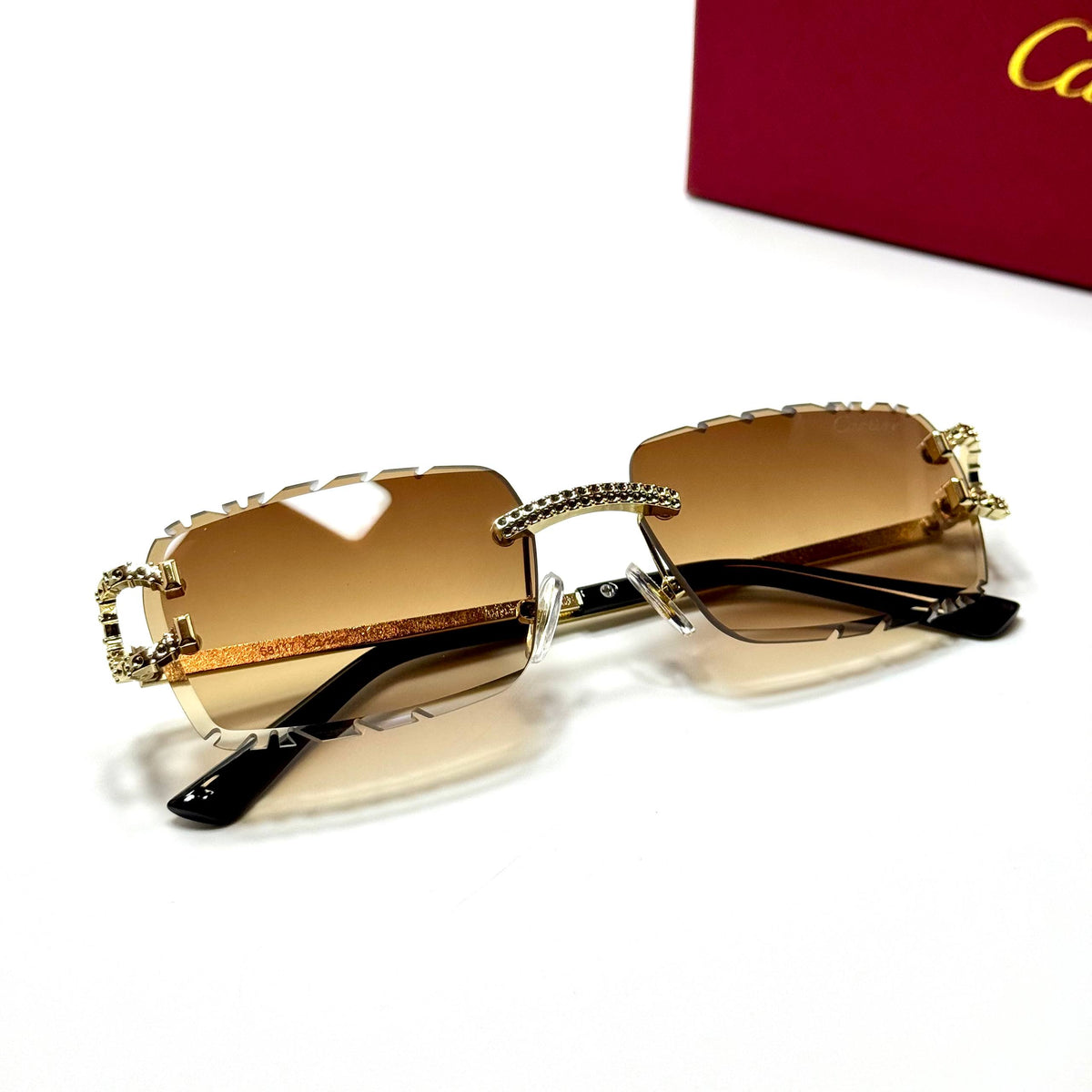 Cartier Rimless Square CT0471S Gold Brown Gradient unisex sunglasses Lebanon - ChronoVault - view 4