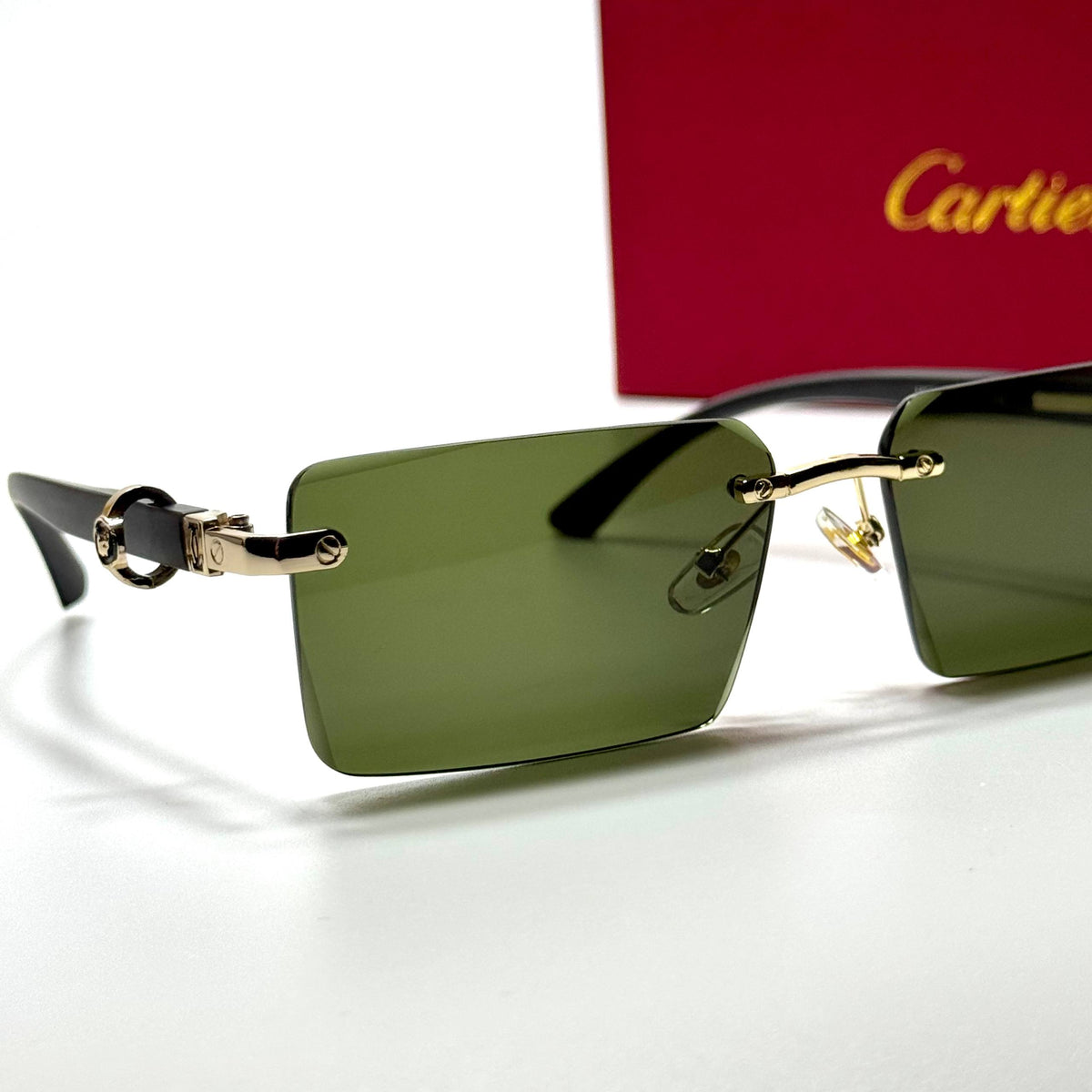 Cartier Rimless CT0432S Gold Green unisex sunglasses Lebanon - ChronoVault - view 2