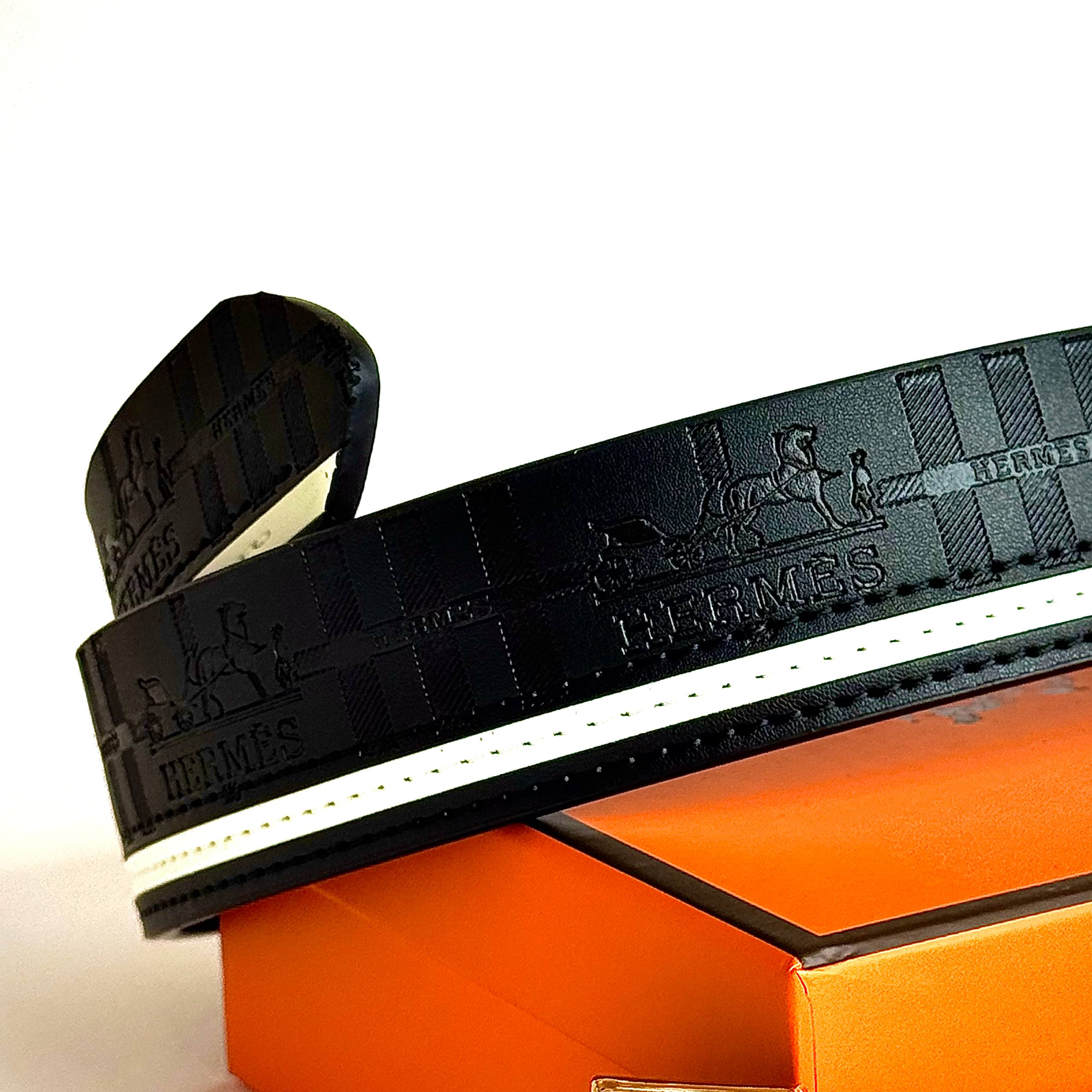 Hermès H Buckle Belt – Black / White / Gold Lebanon - ChronoVault