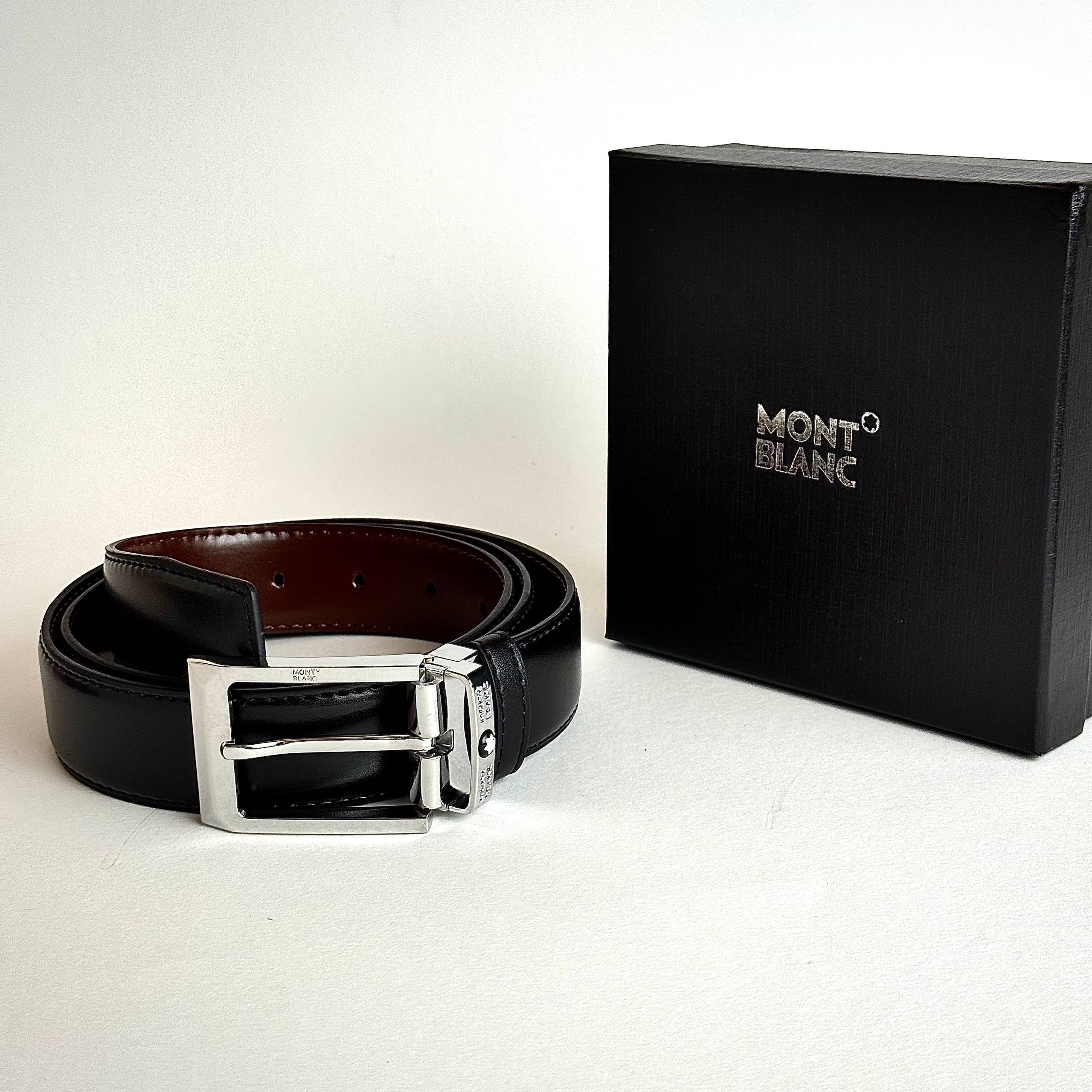 Montblanc Reversible Belt – Silver Dark Brown Lebanon - ChronoVault
