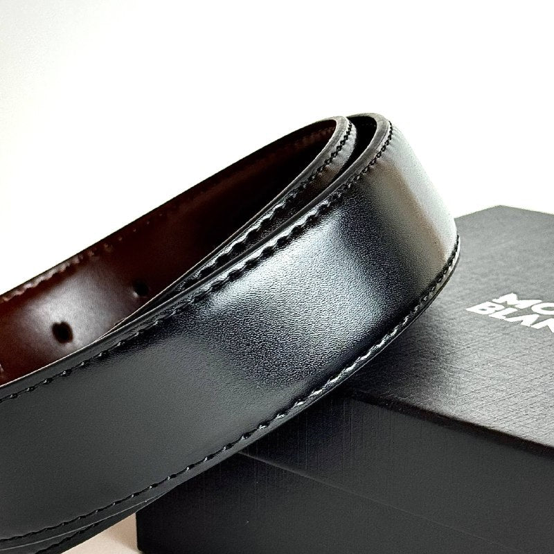 Montblanc Reversible Belt – Silver Dark Brown Lebanon - ChronoVault