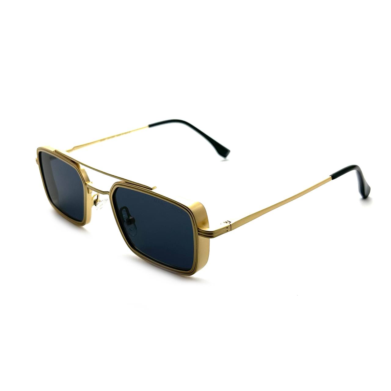 Marc Jacobs Signature Gold Rectangle Frame / Dark Blue Lenses Sunglasses Lebanon - ChronoVault