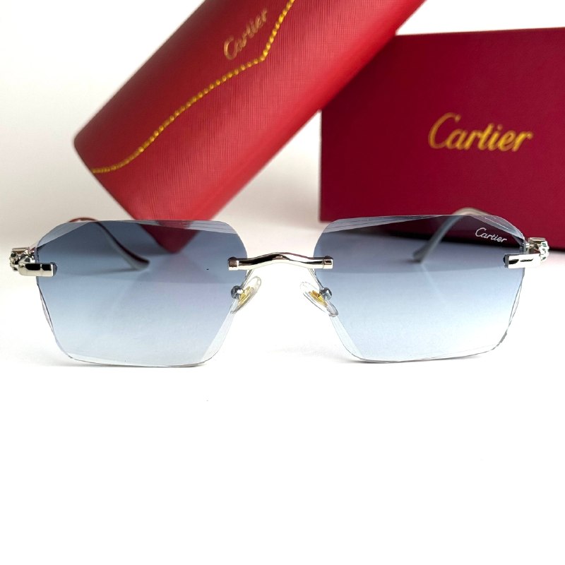 Cartier Rimless CT0427S Silver Blue Gradient Sunglasses Side View Lebanon - ChronoVault