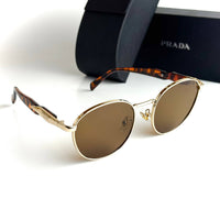 Prada Milano Round Gold Brown Sunglasses Front View Lebanon - ChronoVault