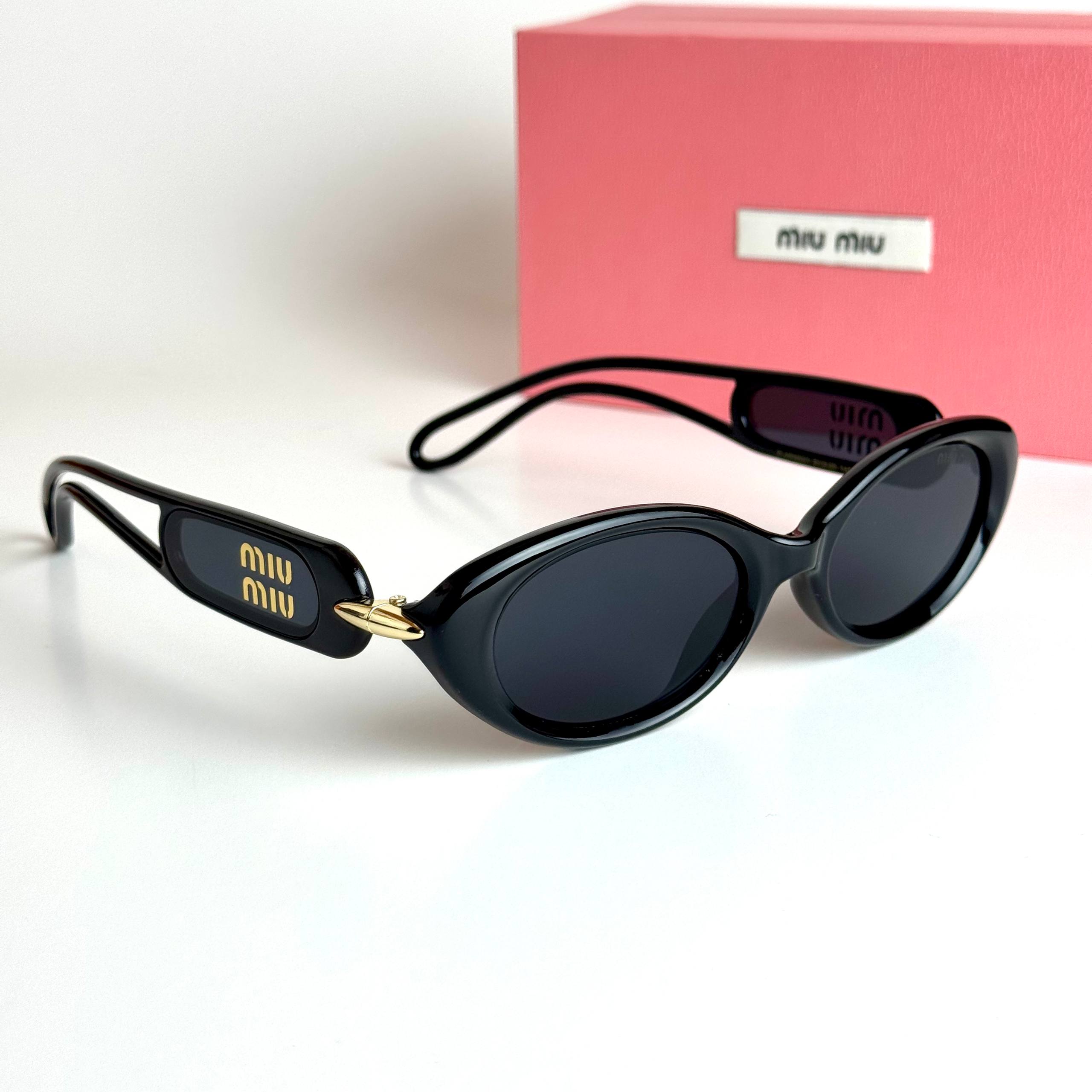 Miu Miu Oval MU17WS Black Sunglasses | ChronoVault