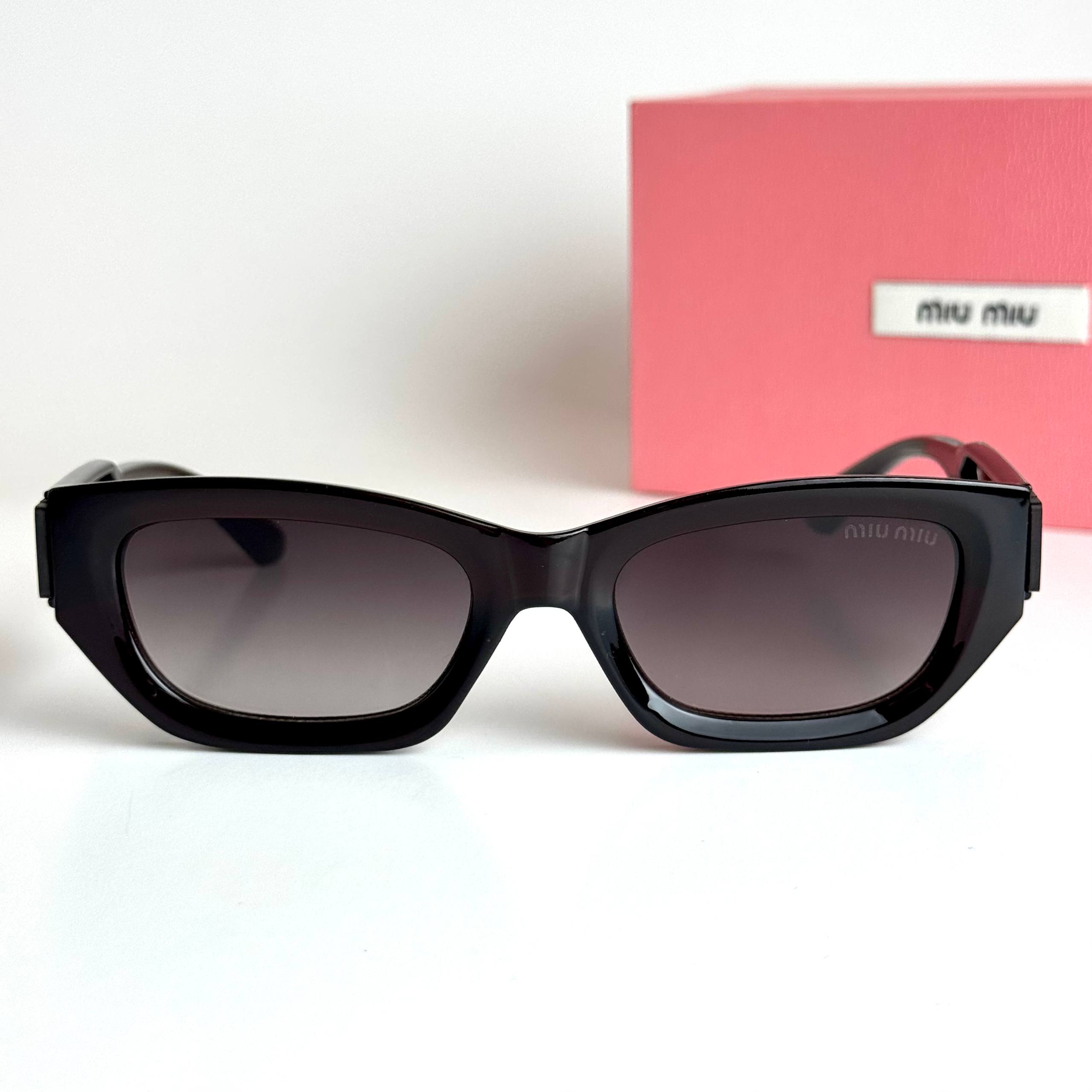 Miu Miu Rectangular SMU15Z Black Grey Sunglasses Side View Lebanon - ChronoVault