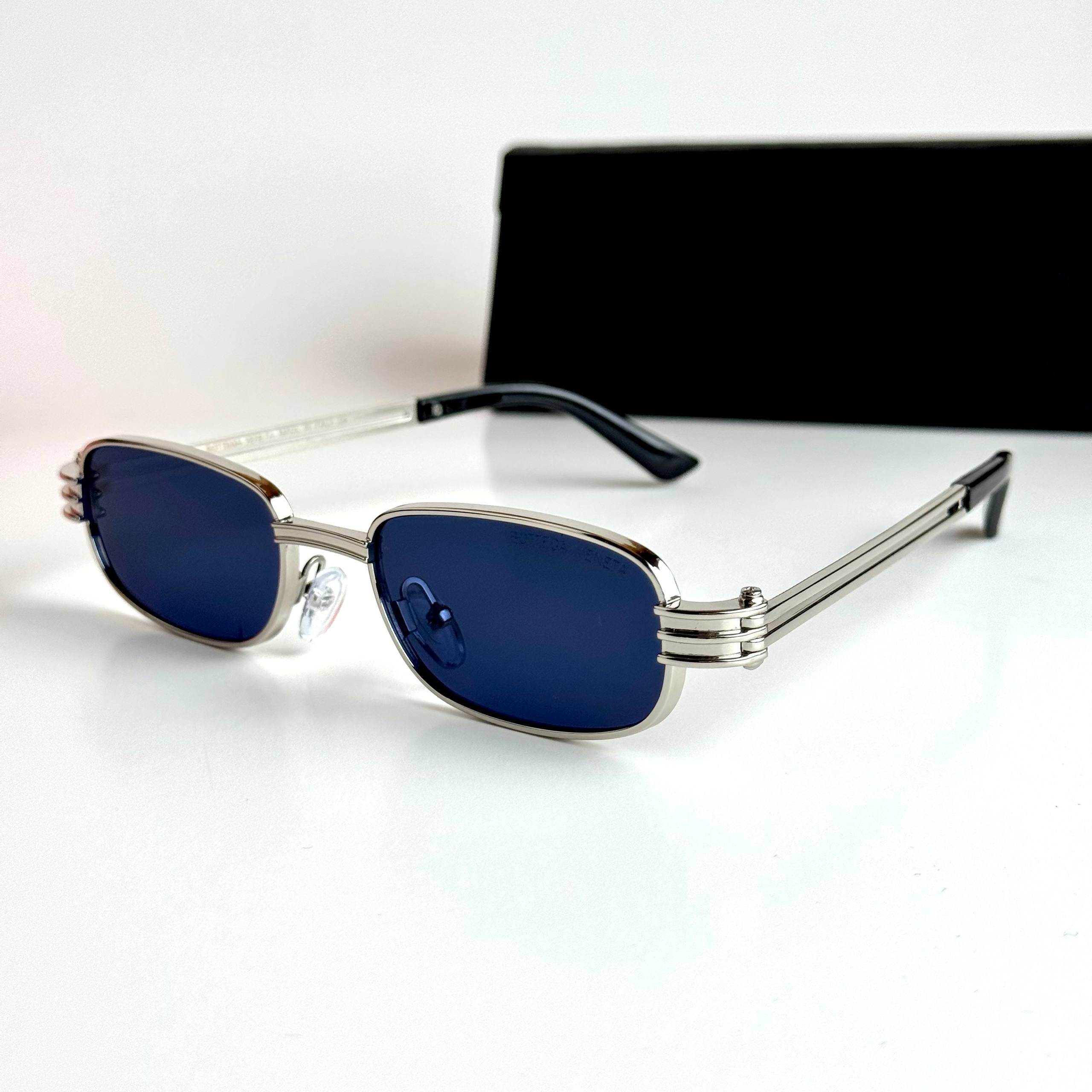 Bottega Veneta Rectangular BV1284S Silver Blue Sunglasses Lebanon - ChronoVault