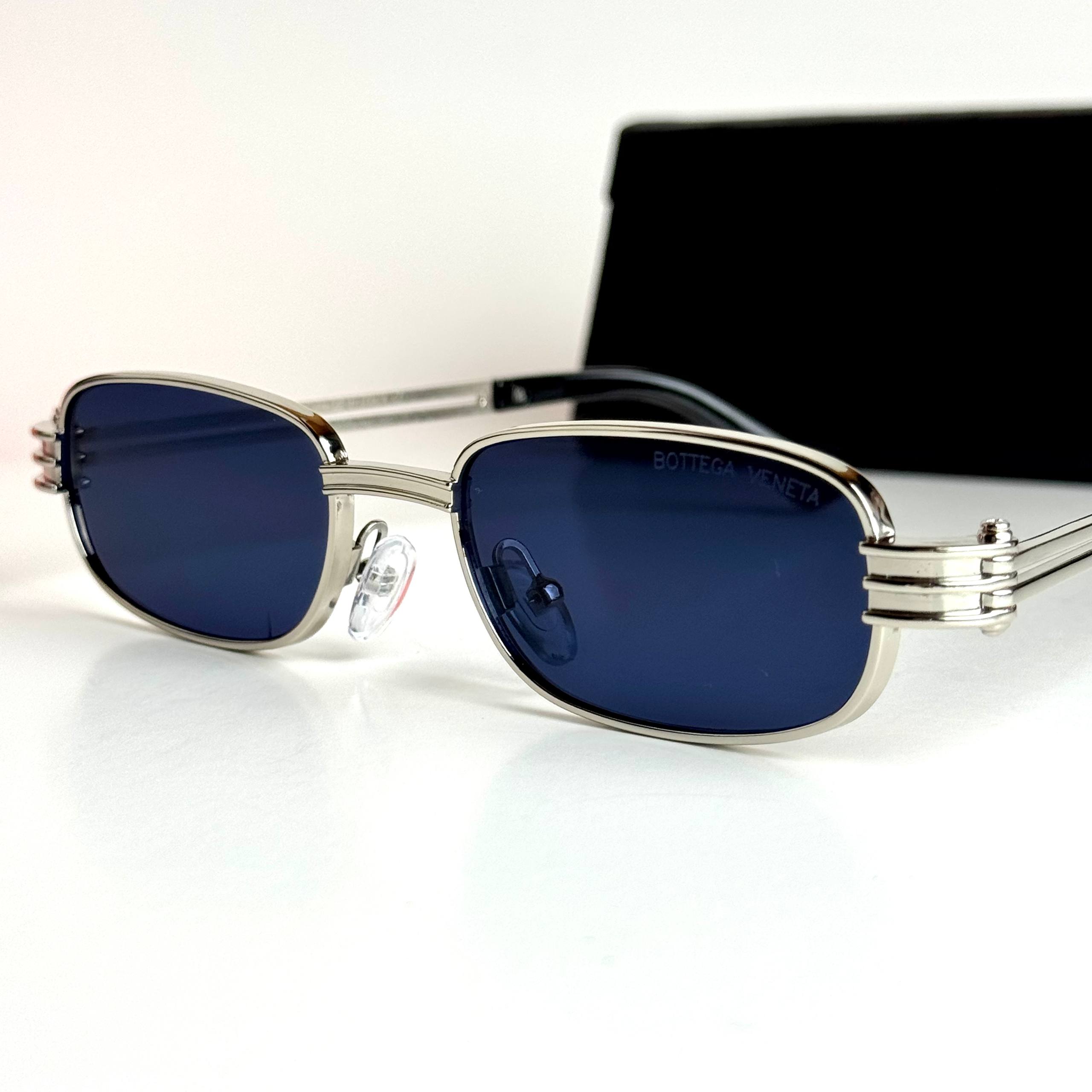 Bottega Veneta Rectangular BV1284S Silver Blue Sunglasses Lifestyle Lebanon - ChronoVault