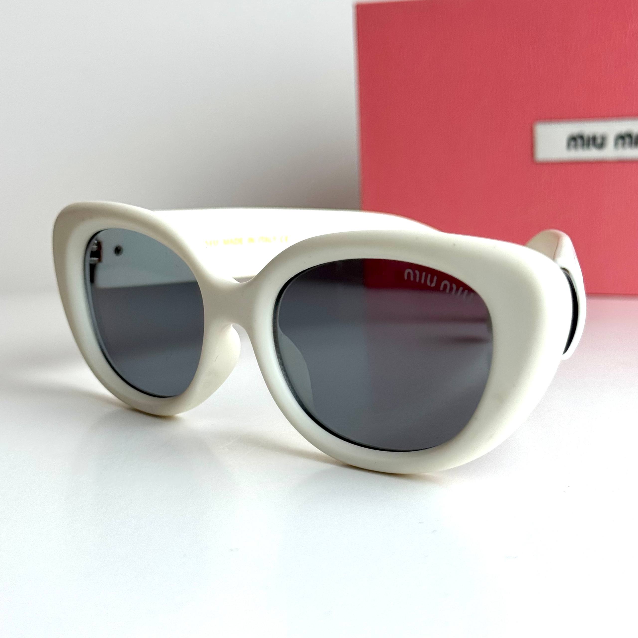 Miu Miu Oval SMU09Z White Grey Sunglasses Lifestyle Lebanon - ChronoVault