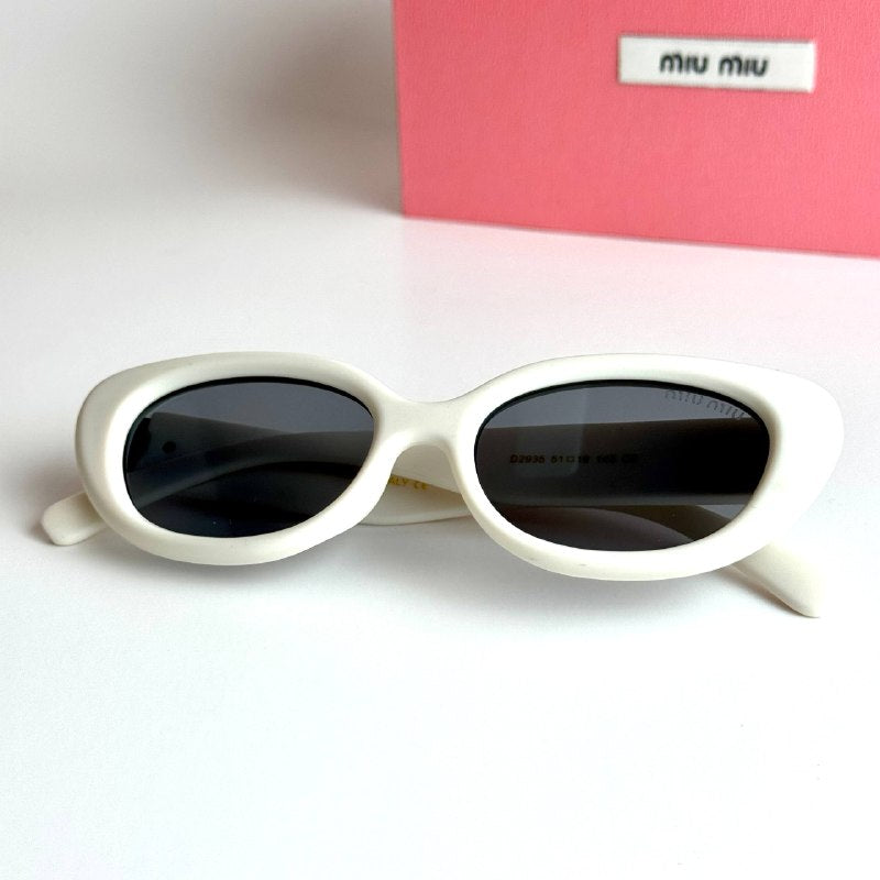 Miu Miu Oval SMU09Z White Grey Sunglasses Side View Lebanon - ChronoVault