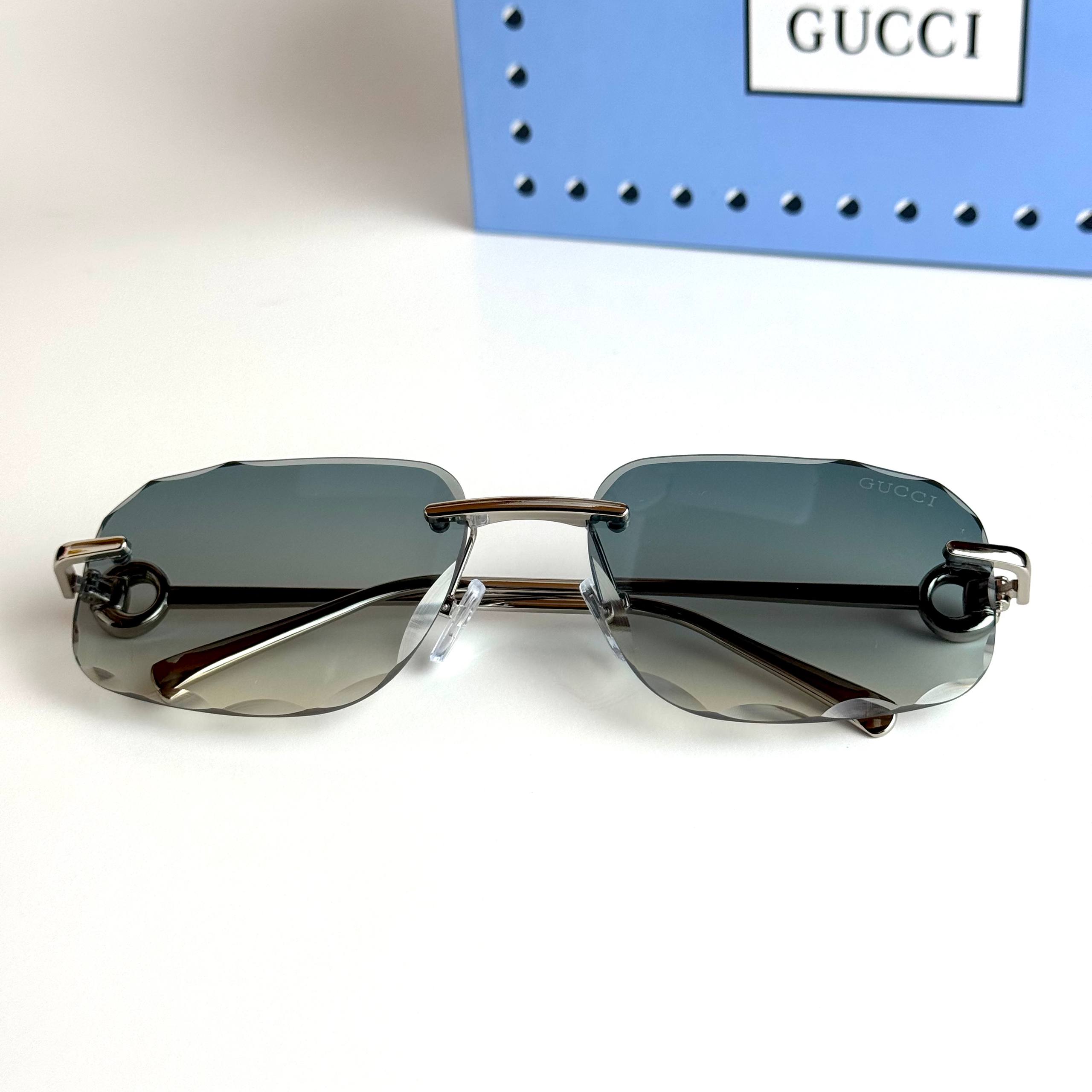 Gucci Rimless GG5128 Silver Green Sunglasses Side View Lebanon - ChronoVault