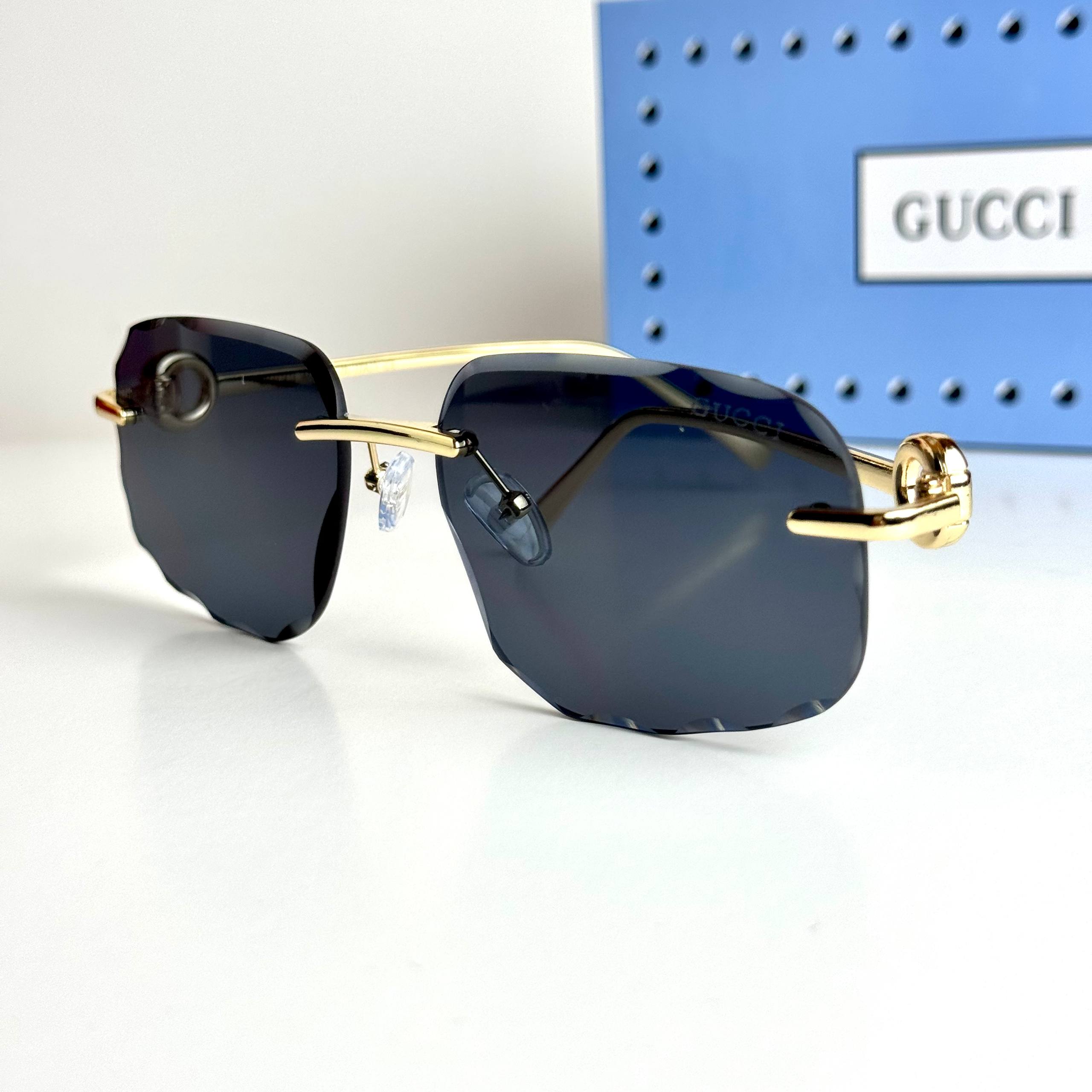 Gucci Rimless GG5128 Gold Black Sunglasses Side View Lebanon - ChronoVault