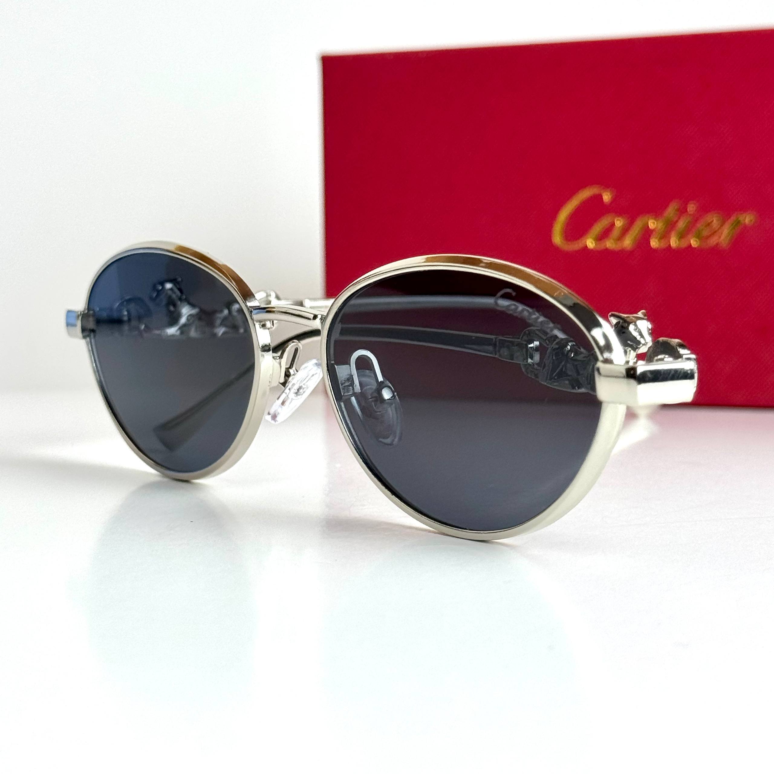 Cartier Oval CT0418S Silver Black Sunglasses Side View Lebanon - ChronoVault