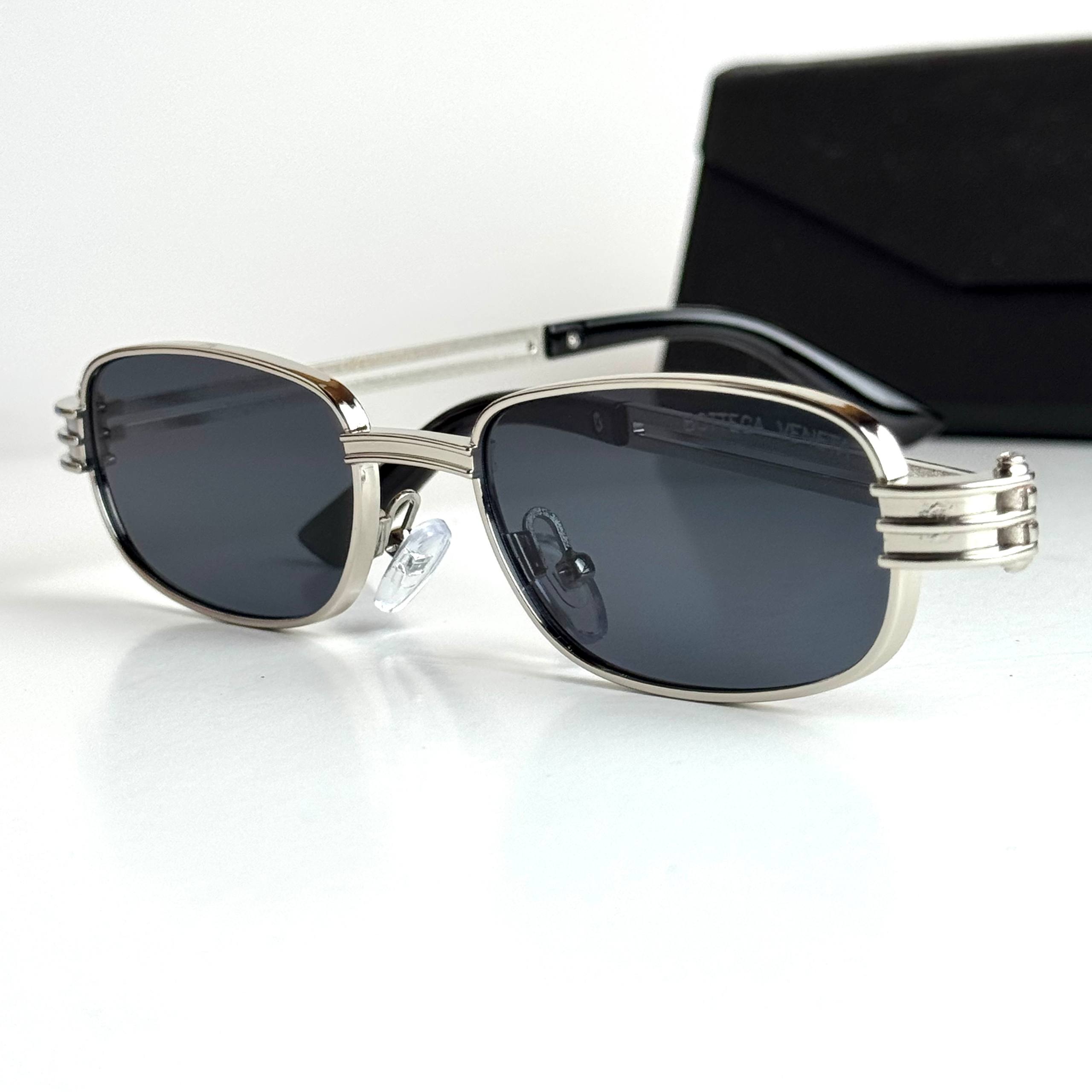 Bottega Veneta Rectangular BV1284S Silver Black Sunglasses Side View Lebanon - ChronoVault