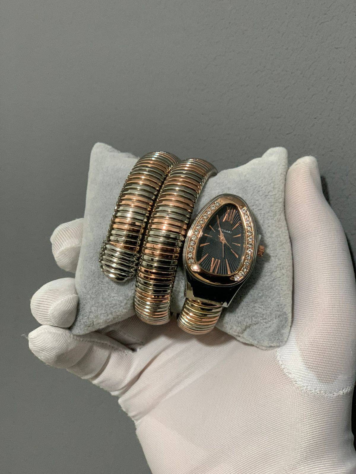 BVLGARI Serpenti Tubogas Watch – Rose Gold / Black Dial