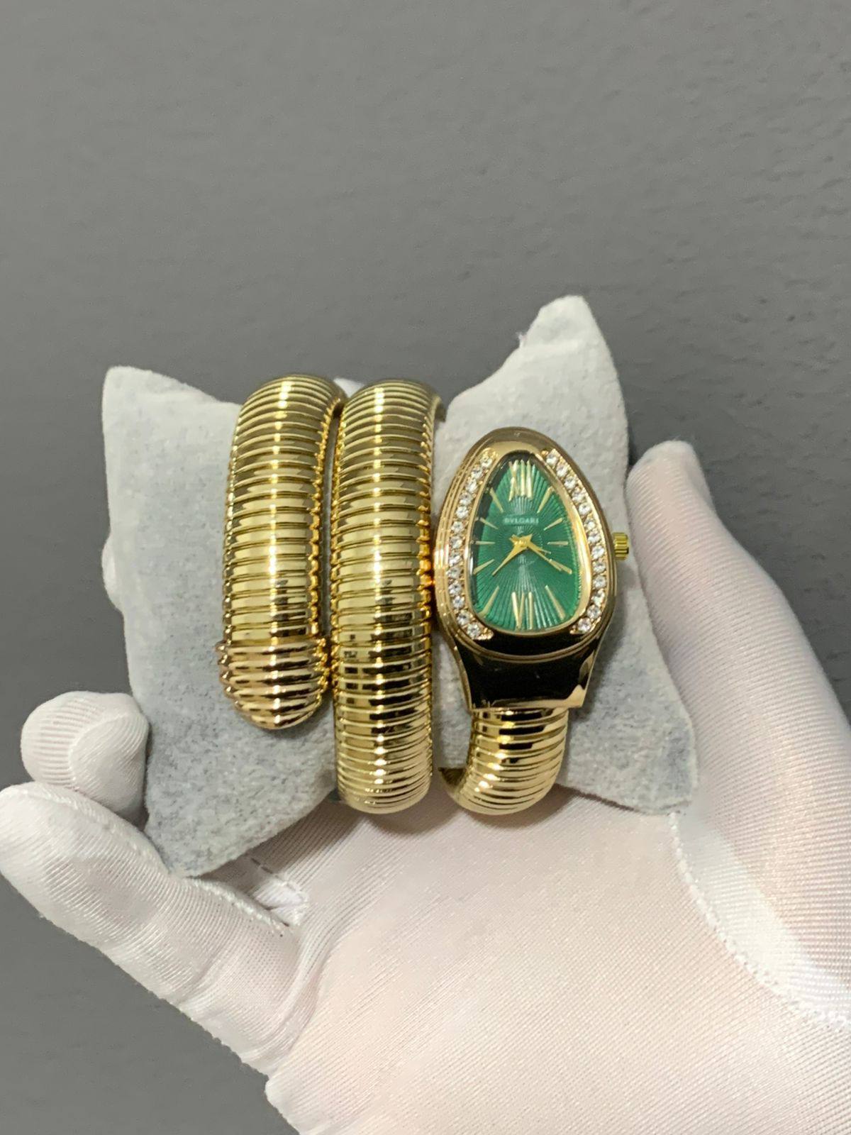 BVLGARI Serpenti Tubogas Watch - Gold Green
