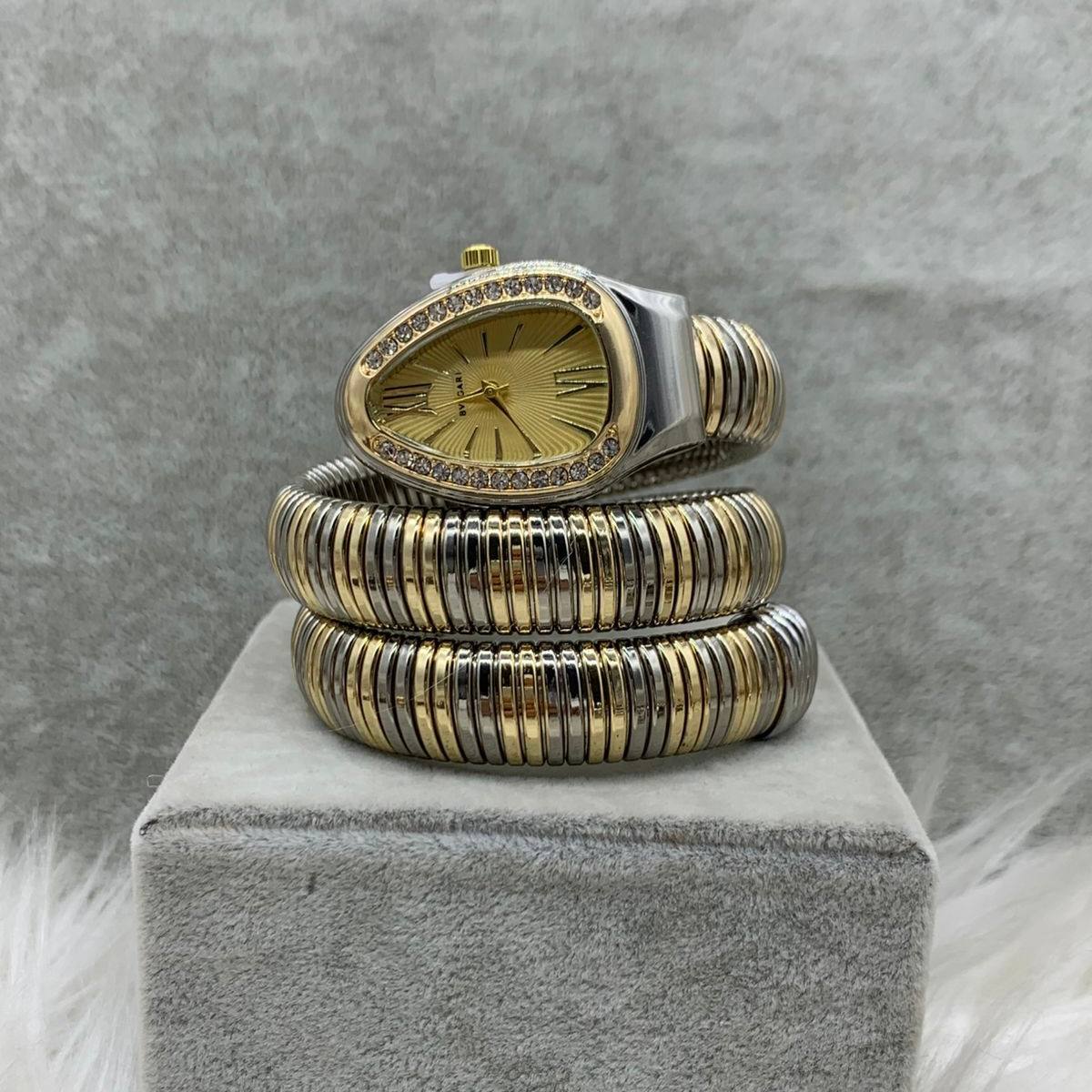BVLGARI Serpenti Tubogas Watch – Silver & Gold / Champagne Dial