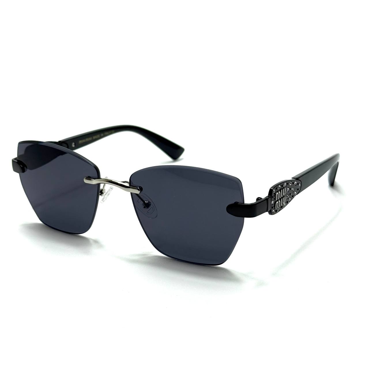 Miu Miu Geometric Sunglasses – Black Frame / Dark Gray Lenses