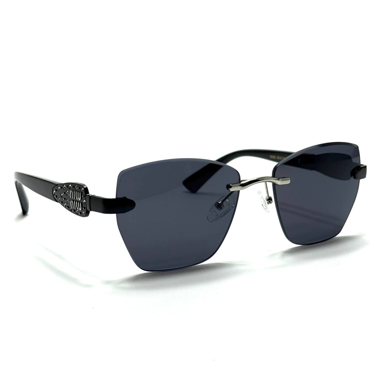 Miu Miu Geometric Sunglasses – Black Frame / Dark Gray Lenses