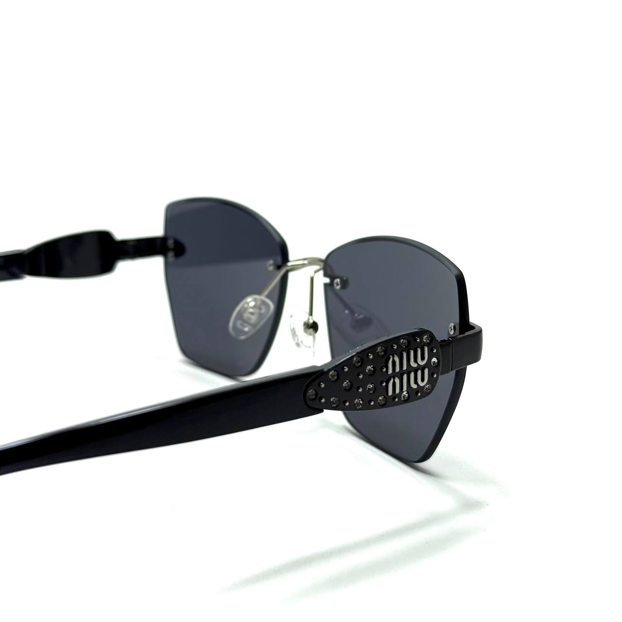 Miu Miu Geometric Sunglasses – Black Frame / Dark Gray Lenses