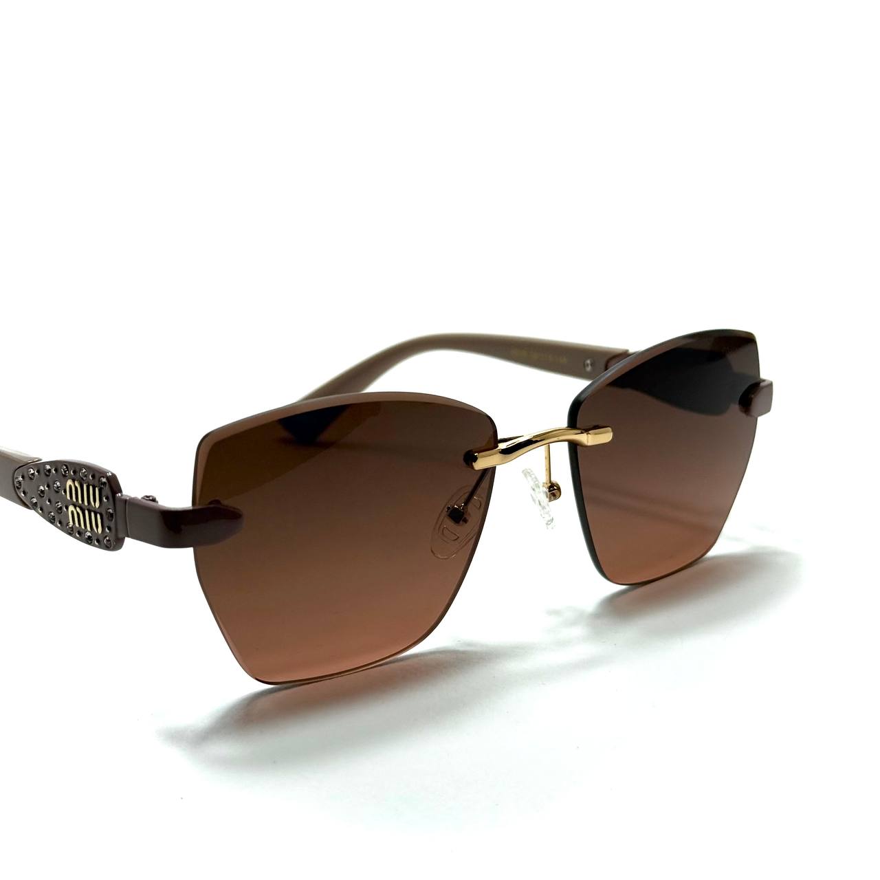 Miu Miu Geometric Sunglasses – Brown Frame / Brown Lenses