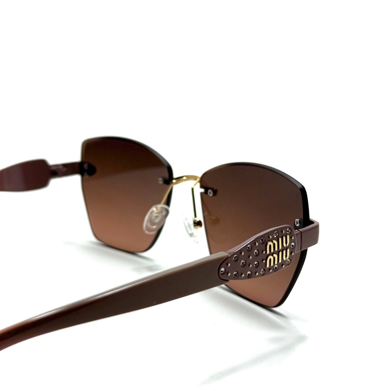 Miu Miu Geometric Sunglasses – Brown Frame / Brown Lenses