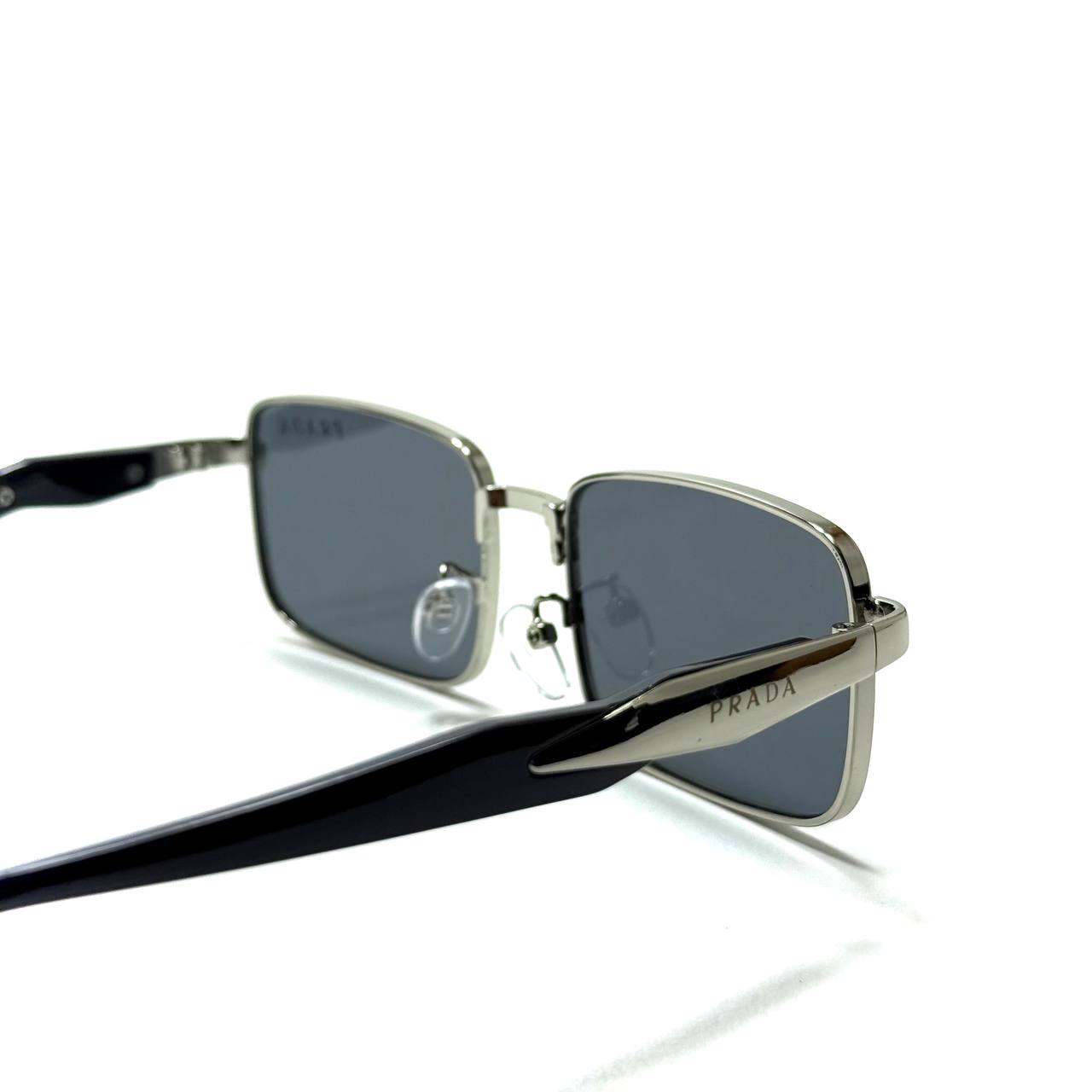 Prada Rectangular Sunglasses – Silver / Black / Dark Blue