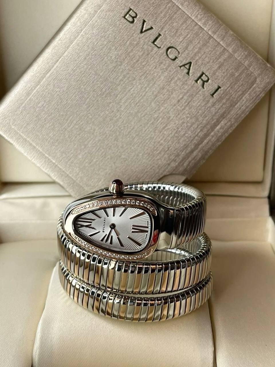BVLGARI Serpenti Tubogas Watch – Two-Tone Rose Gold / Diamond Bezel