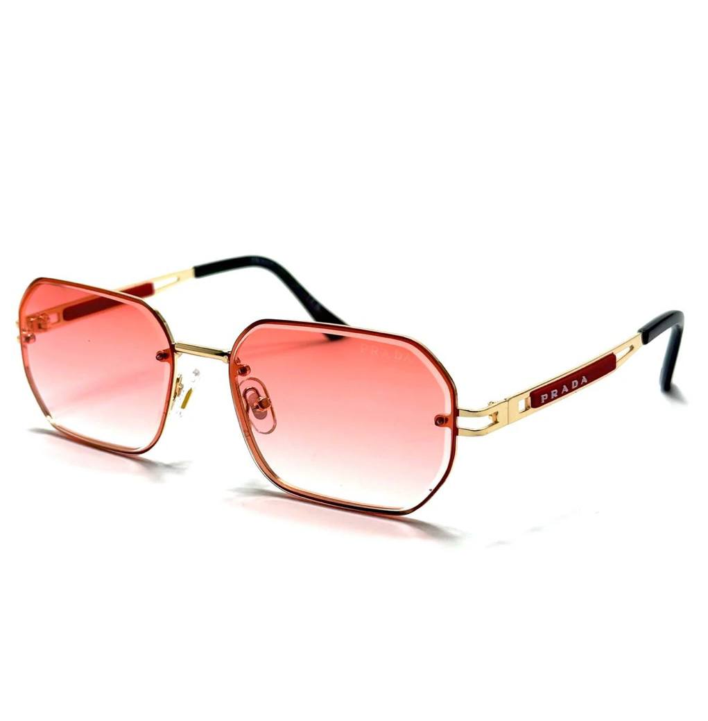 Prada Polygonal Sunglasses – Gold / Red / Pink