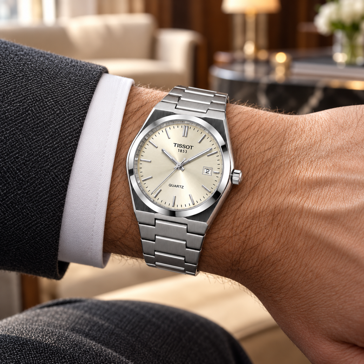 Tissot PRX Quartz men's watch on wrist view Lebanon - ChronoVault