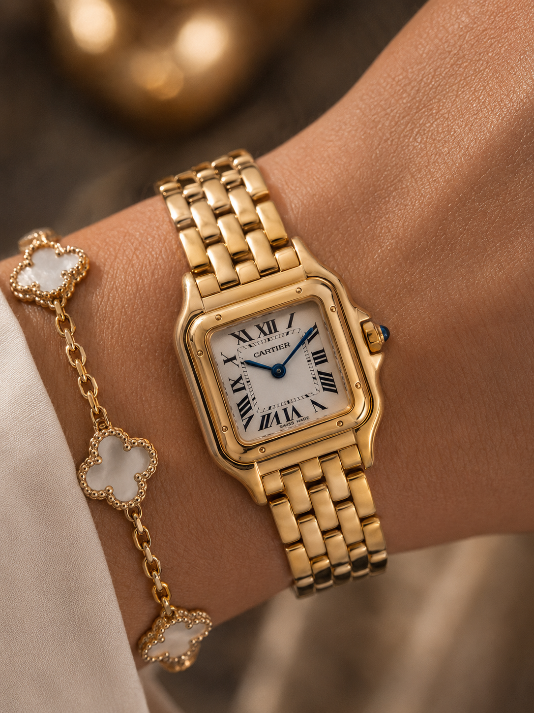 PanthÃ¨re de Cartier — Gold Classic Women's Luxury Watch Side View Lebanon - ChronoVault