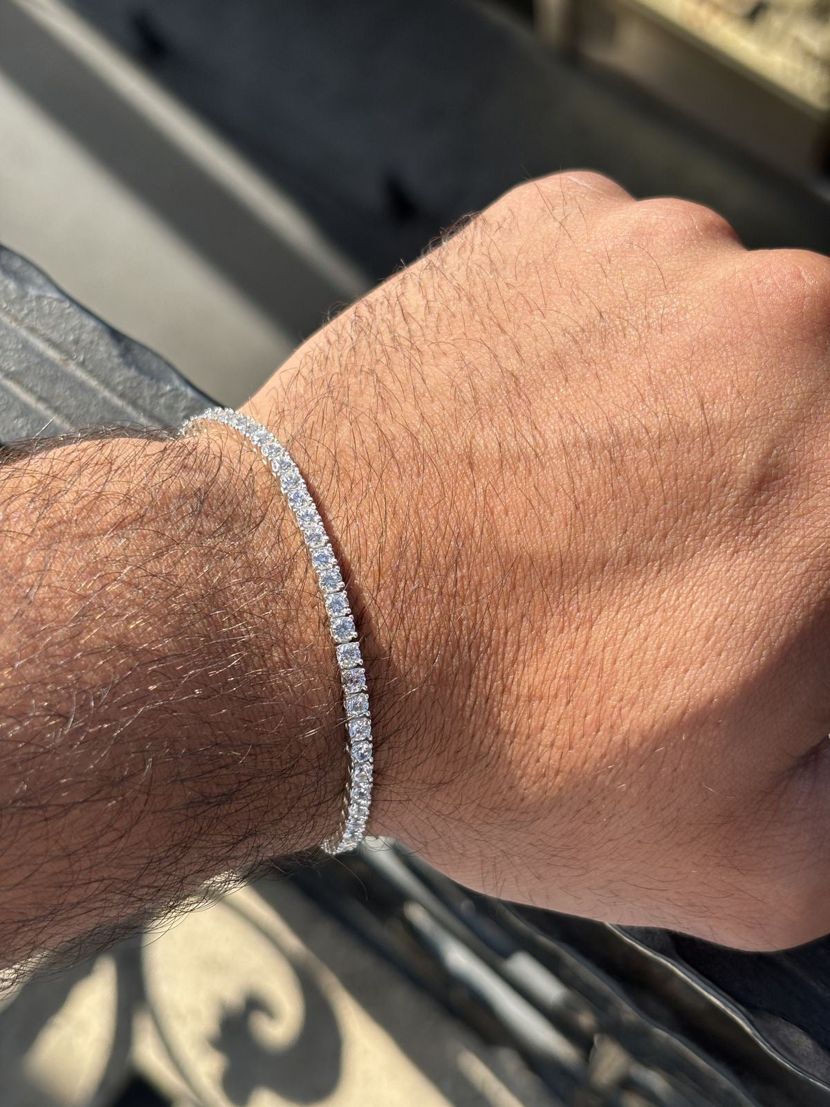 Premium Tennis Bracelet Silver-Tone Round-Cut Stones Close-Up View Lebanon - ChronoVault