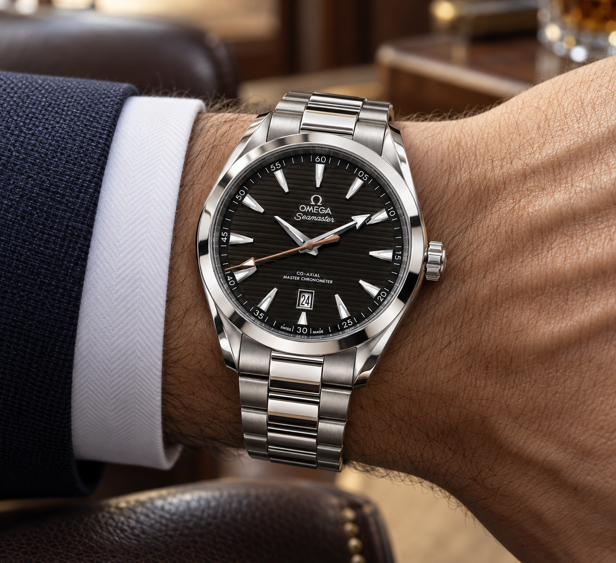 Omega Seamaster Aqua Terra men's watch on wrist view Lebanon - ChronoVault