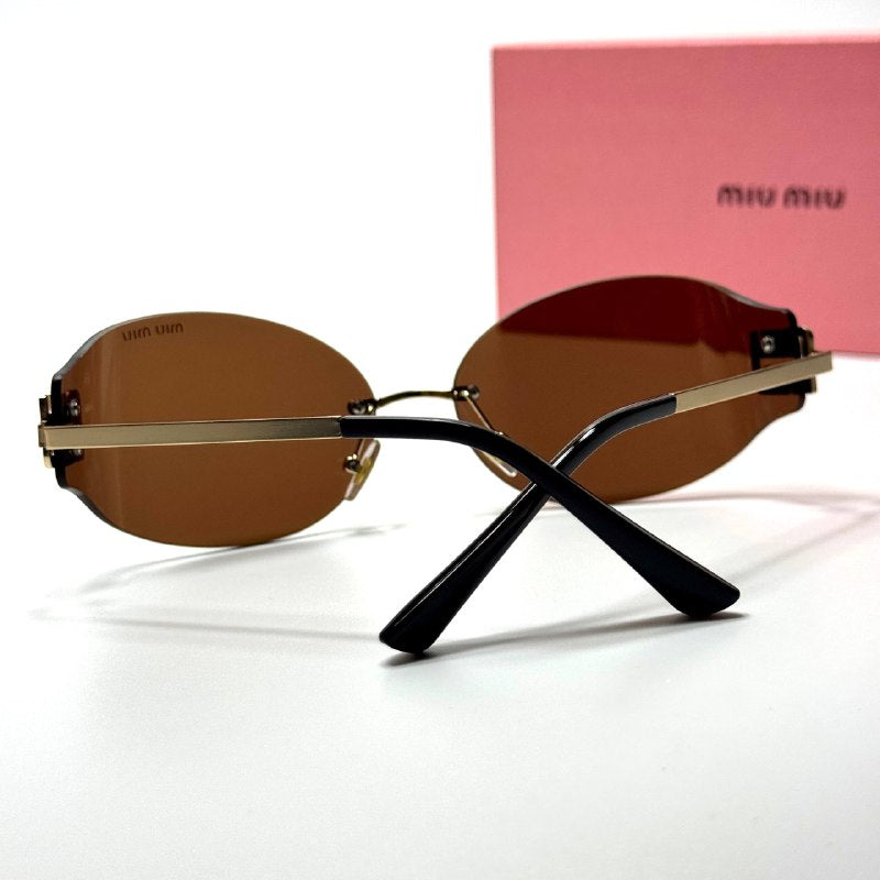 Miu Miu Logo Rimless MU 54YS – Gold Brown women's sunglasses Lebanon - ChronoVault - view 3