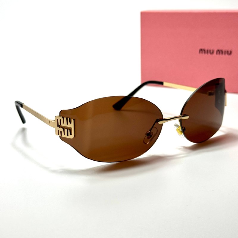 Miu Miu Logo Rimless MU 54YS – Gold Brown women's sunglasses Lebanon - ChronoVault - view 4