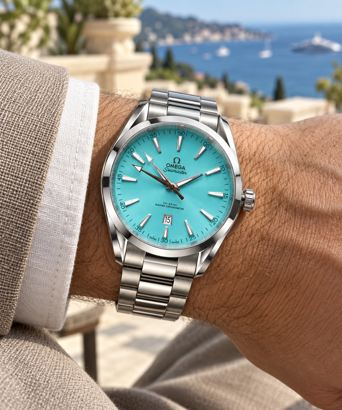 Omega Seamaster Aqua Terra men's watch on wrist view Lebanon - ChronoVault