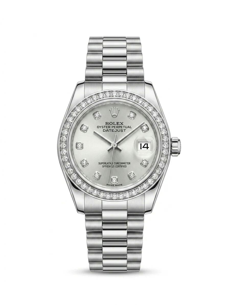 Rolex Datejust Silver Diamond Bezel Women's Watch Lebanon