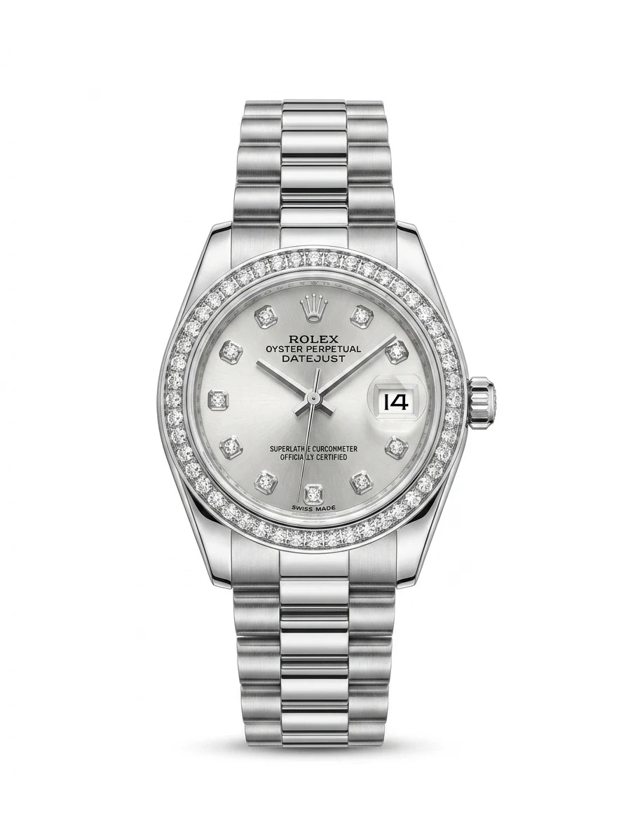 Rolex Datejust Silver Diamond Bezel Women's Watch Lebanon