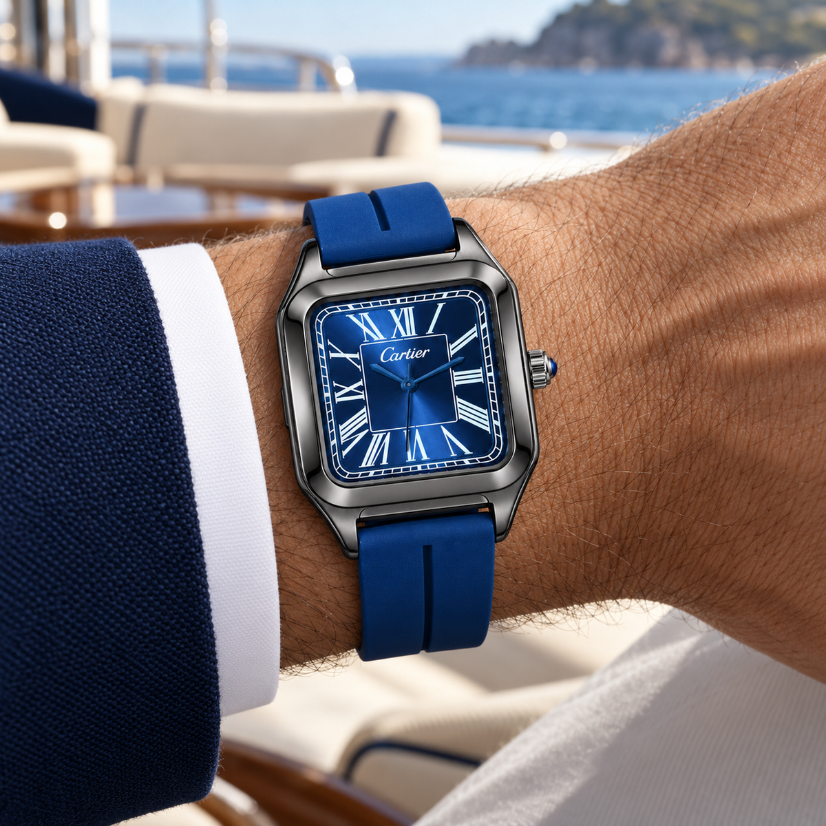Cartier Santos men's watch on wrist view Lebanon - ChronoVault
