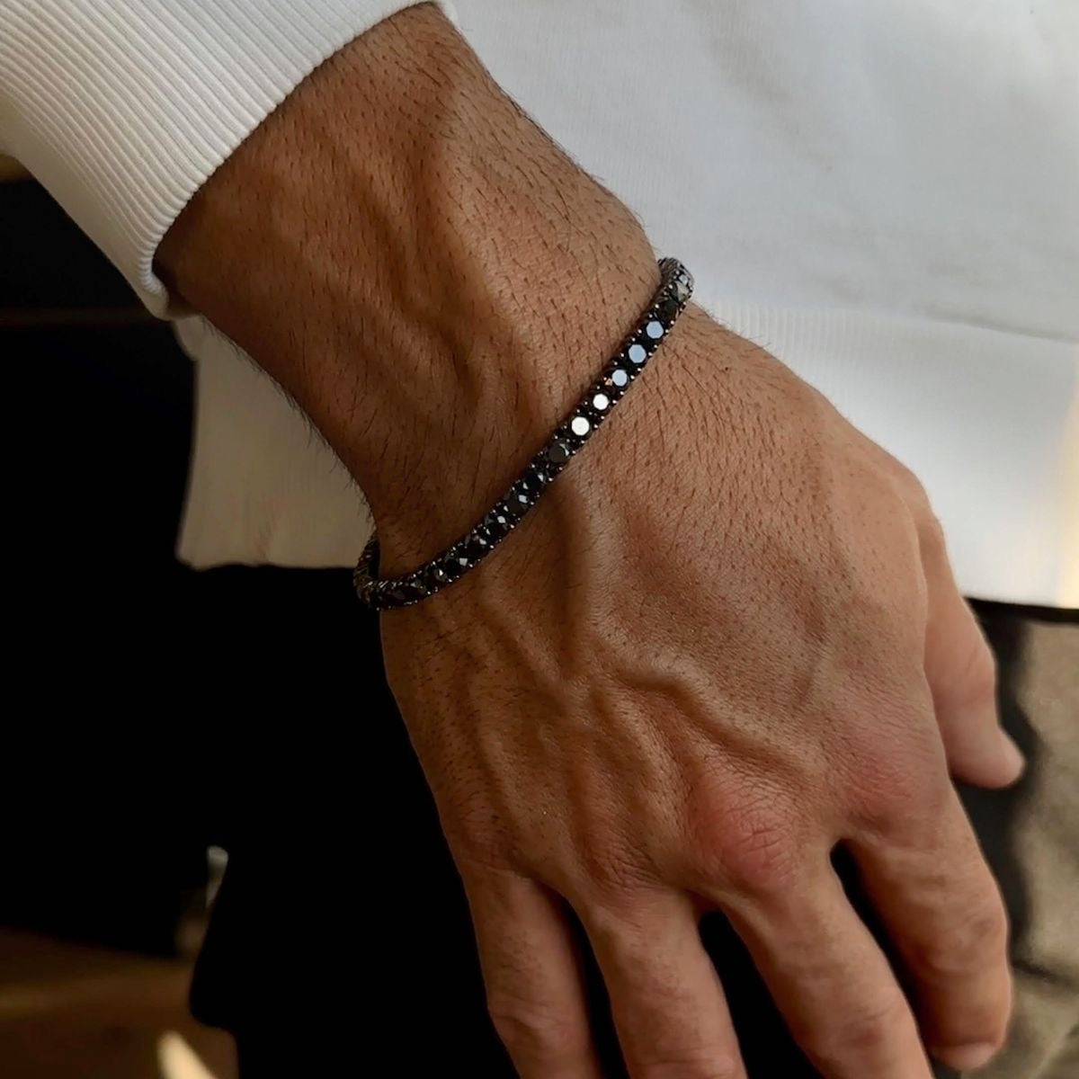 Premium Tennis Bracelet Silver - Black Diamonds Detail Lebanon | ChronoVault