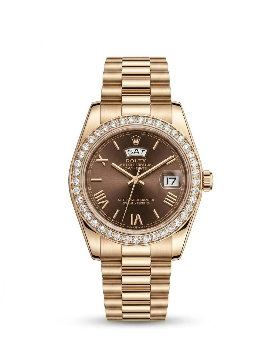 Rolex Day-Date Gold Chocolate Diamond Bezel Women's Watch Lebanon