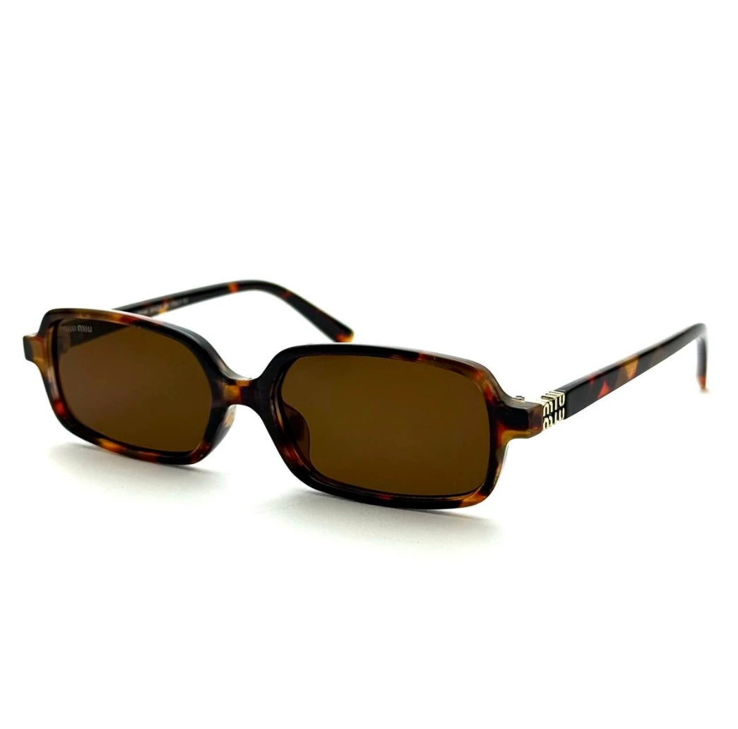 Miu Miu Rectangular Regard – Tortoise Frame / Brown Lenses