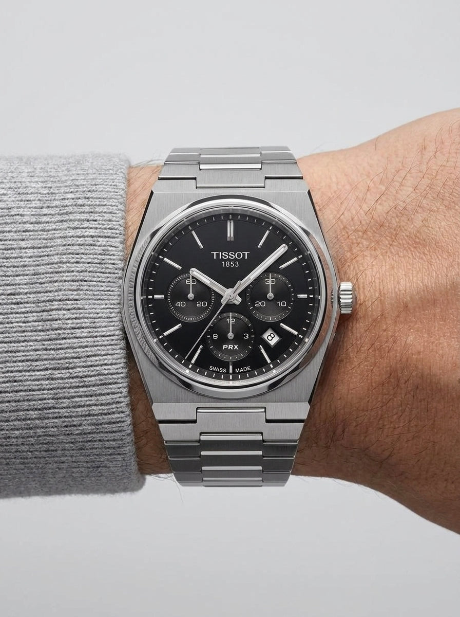 Tissot PRX Chronograph Black Dial Men's Watch Side View Lebanon - ChronoVault