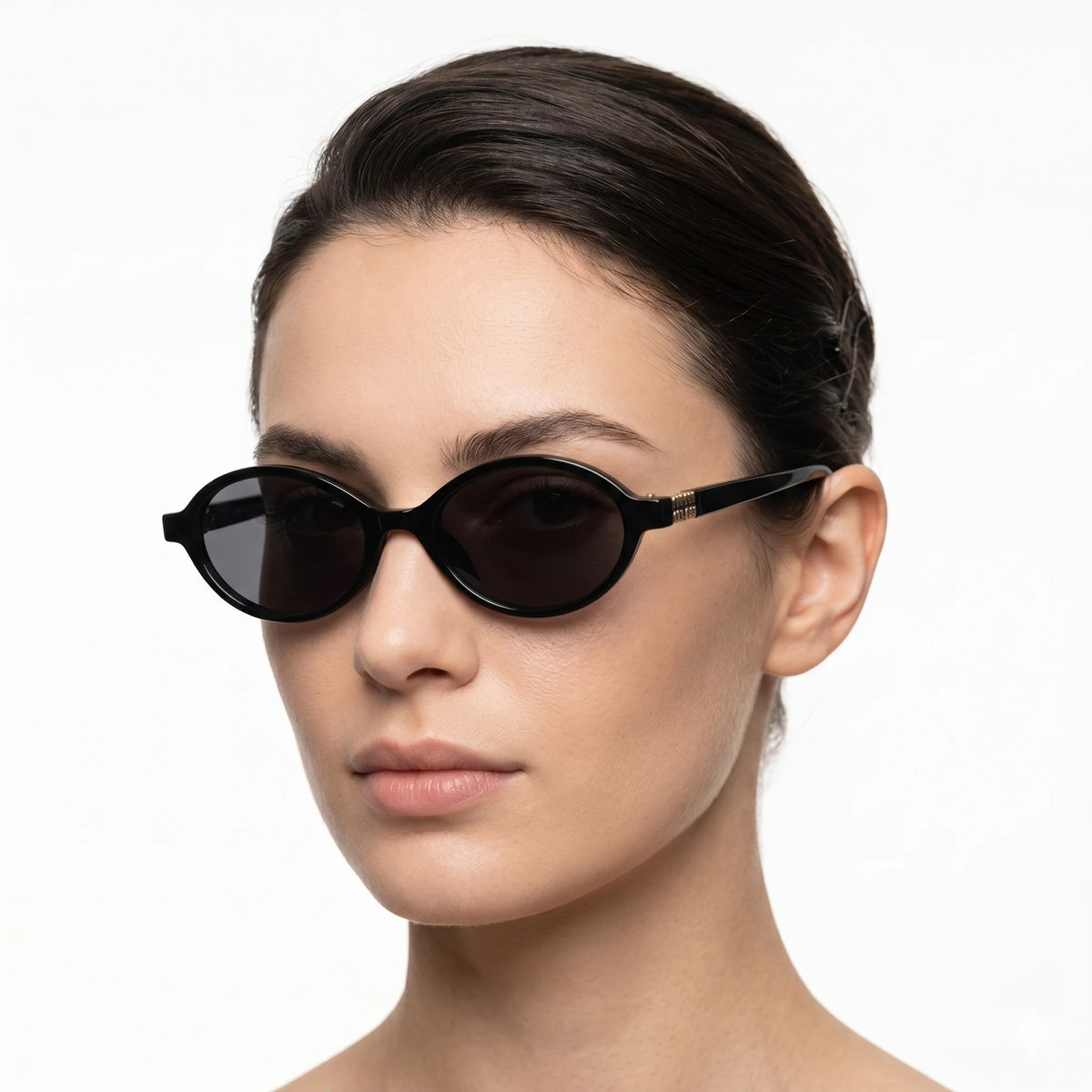 Miu Miu SMU 10Q women's sunglasses Lebanon - Full Black rounded frame, Deep Grey lenses - ChronoVault - view 2
