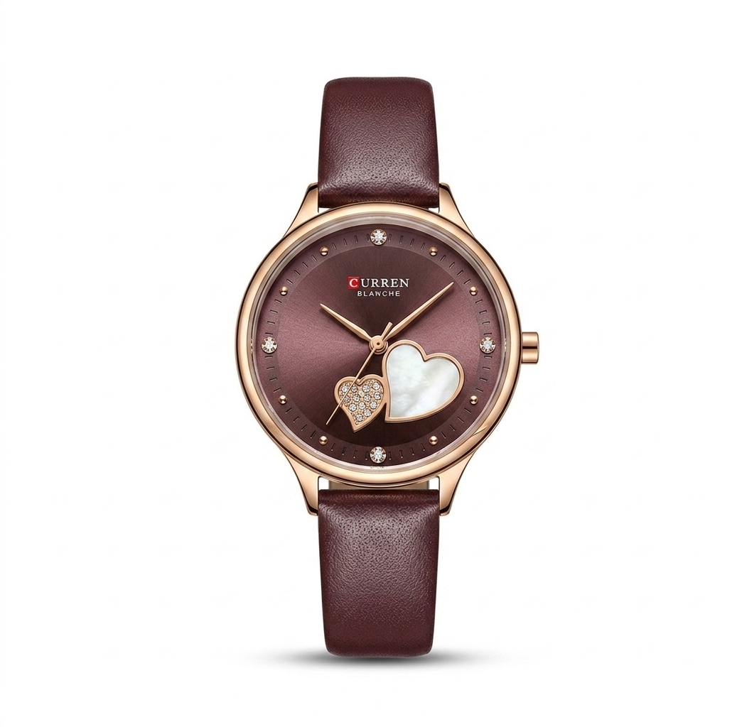 Curren Heart Dial Blanche - Rose Gold