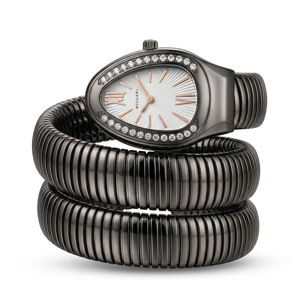 BVLGARI Serpenti Tubogas Watch – Gunmetal / White Dial