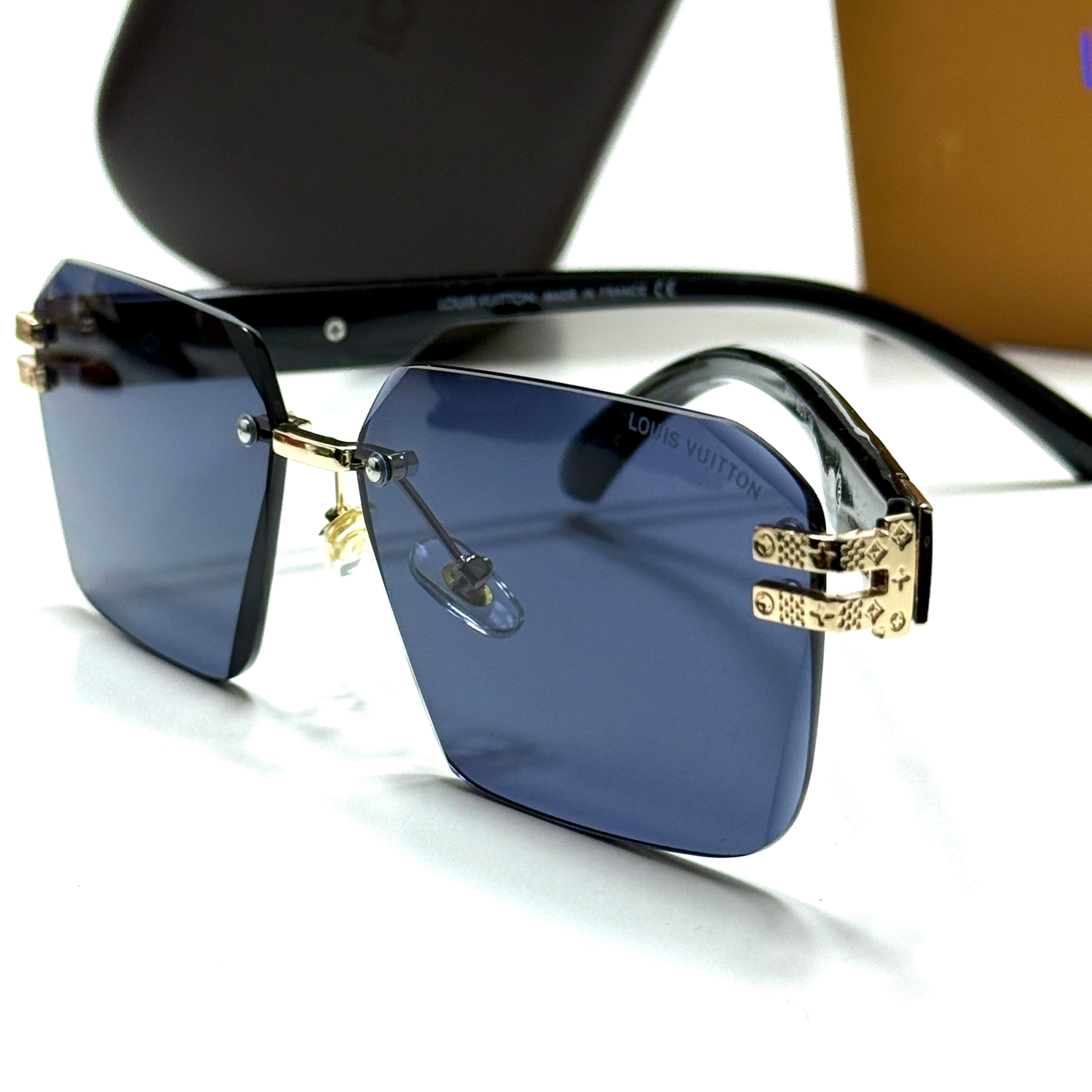 Louis Vuitton Rimless Black Blue Sunglasses Side View Lebanon - ChronoVault