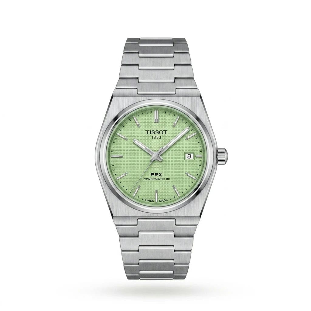 Tissot PRX Powermatic 80 Silver Mint Green Dial Men Watch Front View Lebanon - ChronoVault