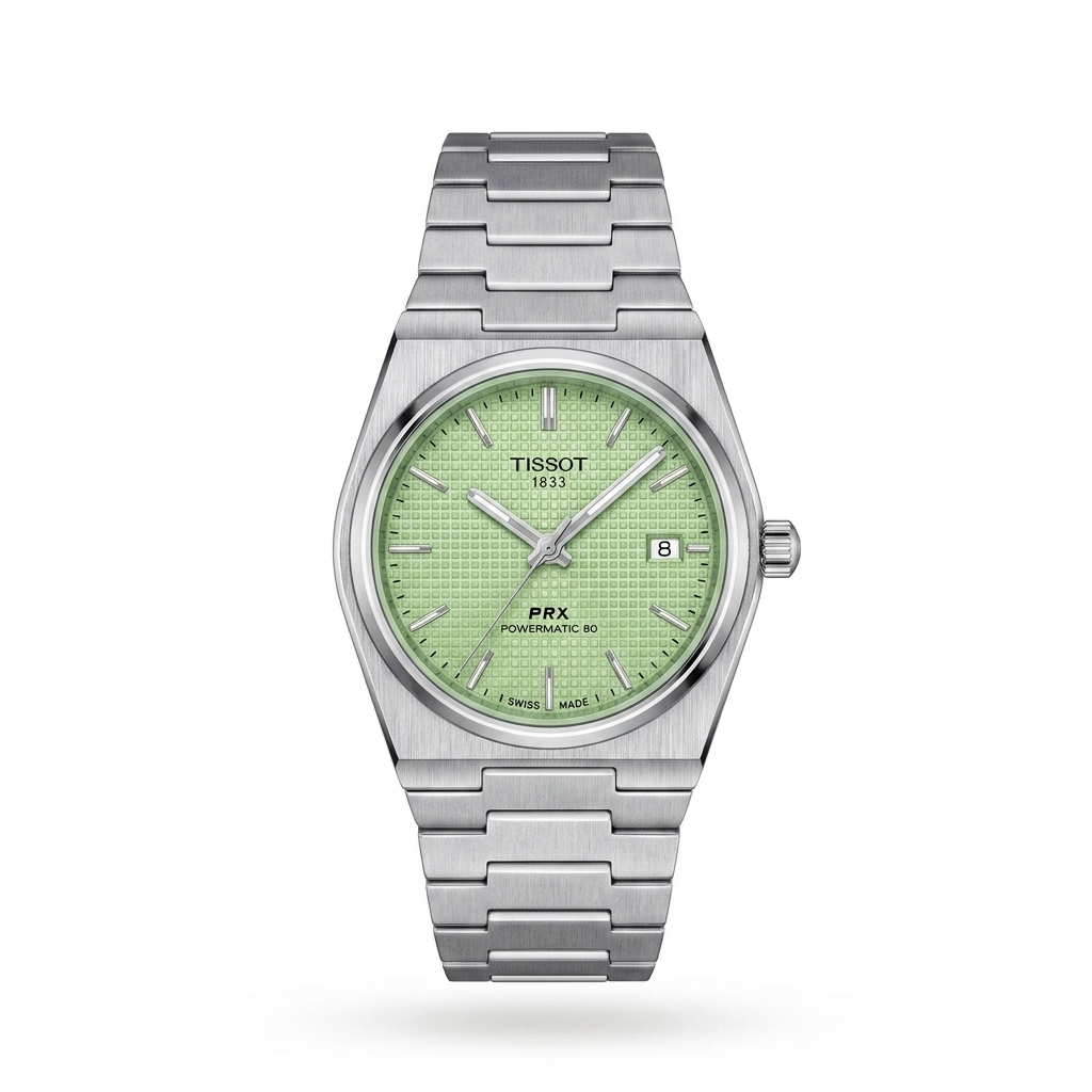 Tissot PRX Powermatic 80 Silver Mint Green Dial Men Watch Front View Lebanon - ChronoVault
