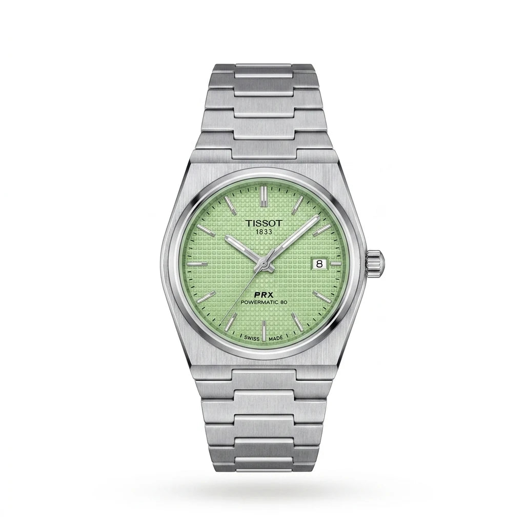Tissot PRX Powermatic 80 Silver Mint Green Dial Men Watch Front View Lebanon - ChronoVault